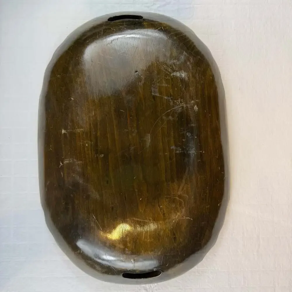 Oval Wood Serving Tray Green Floral Folk Art Gold Trim Handles Large 17in Mexico